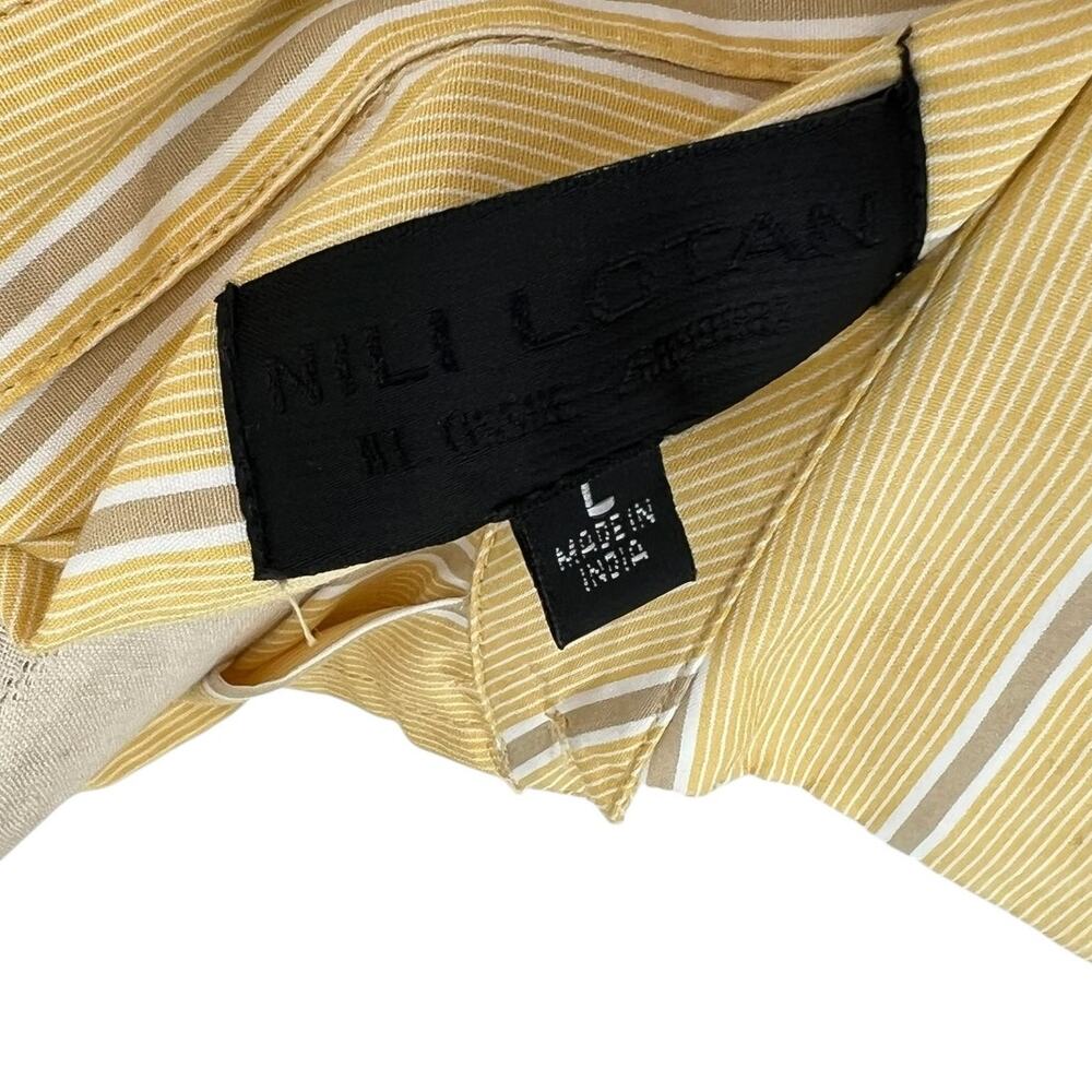 Nili Lotan Kristen Striped‎ Cotton Poplin Shirt Button Down Yellow Size Large - Picture 10 of 12